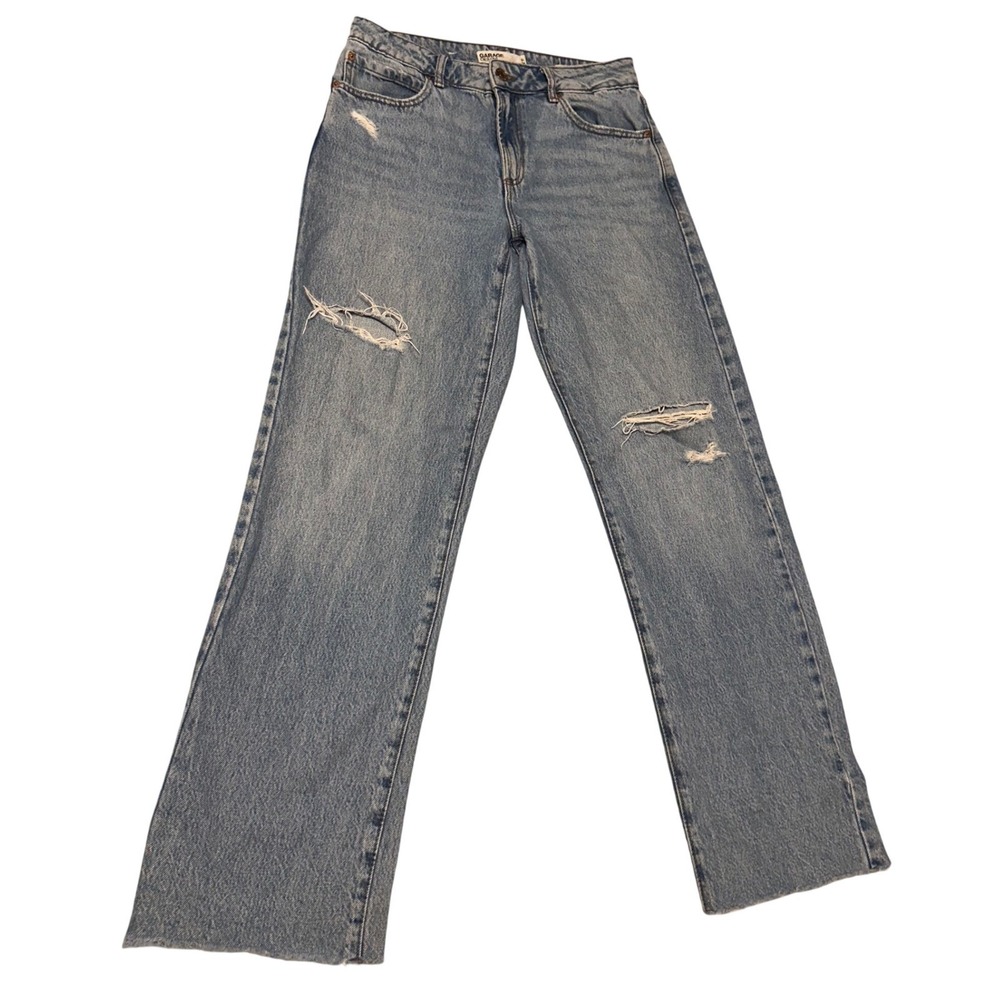 Garage Denim Slouchy Straight Leg Distressed Jeans Light Wash Women Size 1 25